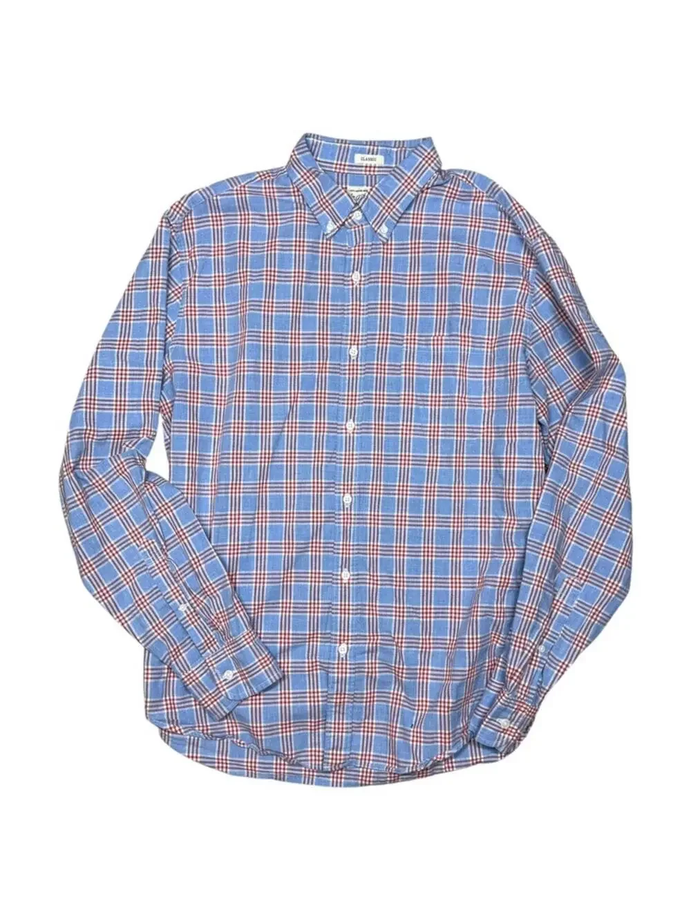 J.Crew Classic 100% Cotton Blue Red Plaid Long Sleeve Button Down Shirt Large